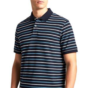 LL Bean Shirt Mens L Navy Polo Stripe Pique Classic Golf Tennis Country Club Dad